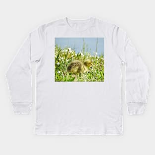 Baby gosling, Canadian Geese, wildlife gifts Kids Long Sleeve T-Shirt